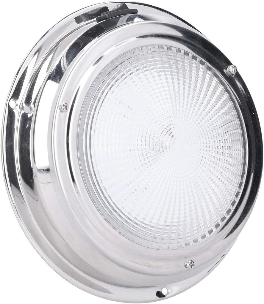 6 7/8" Stainless Steel LED Dome Light, White/Red
