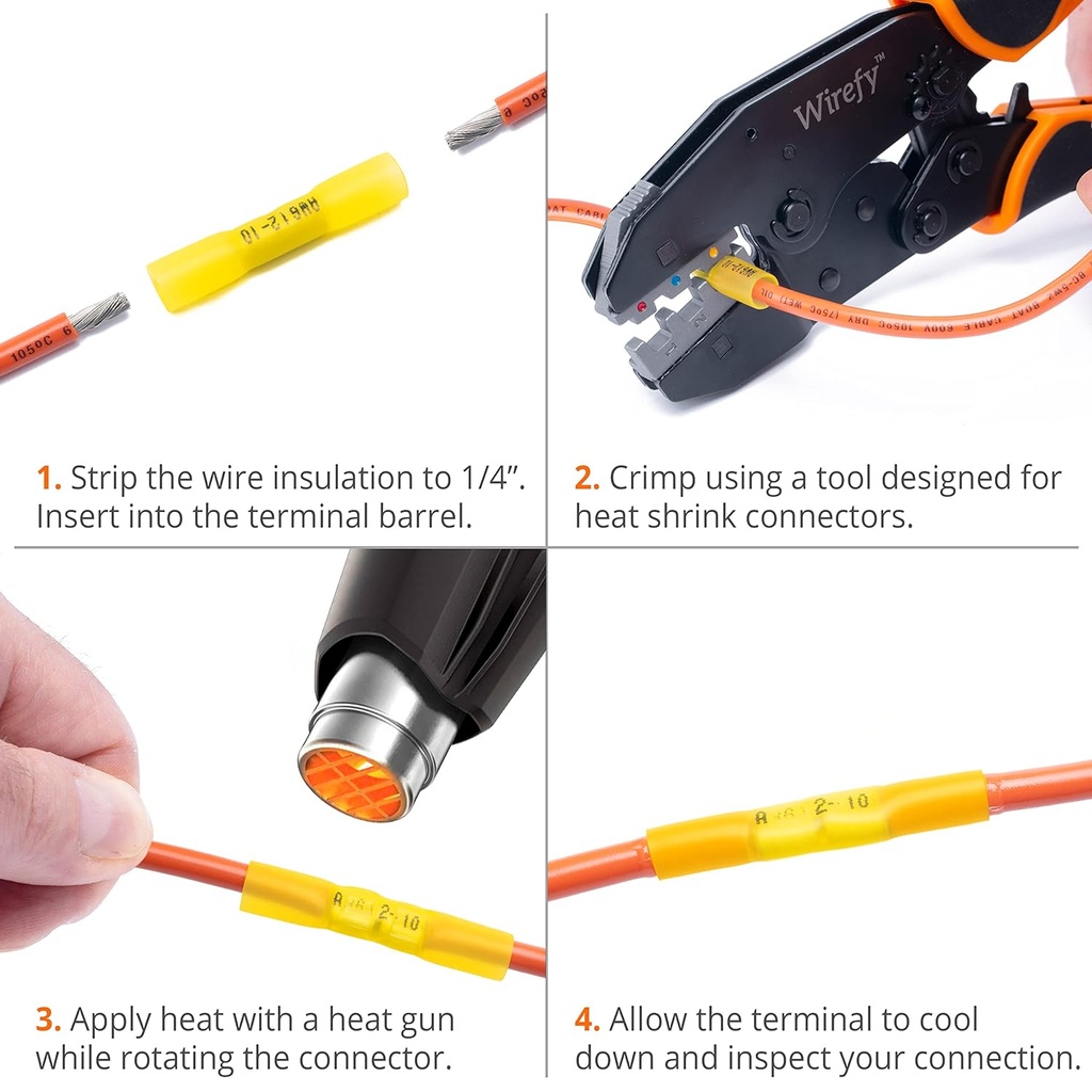 Heat Shrink Butt Connectors AWG 12-10 (Marine Grade)