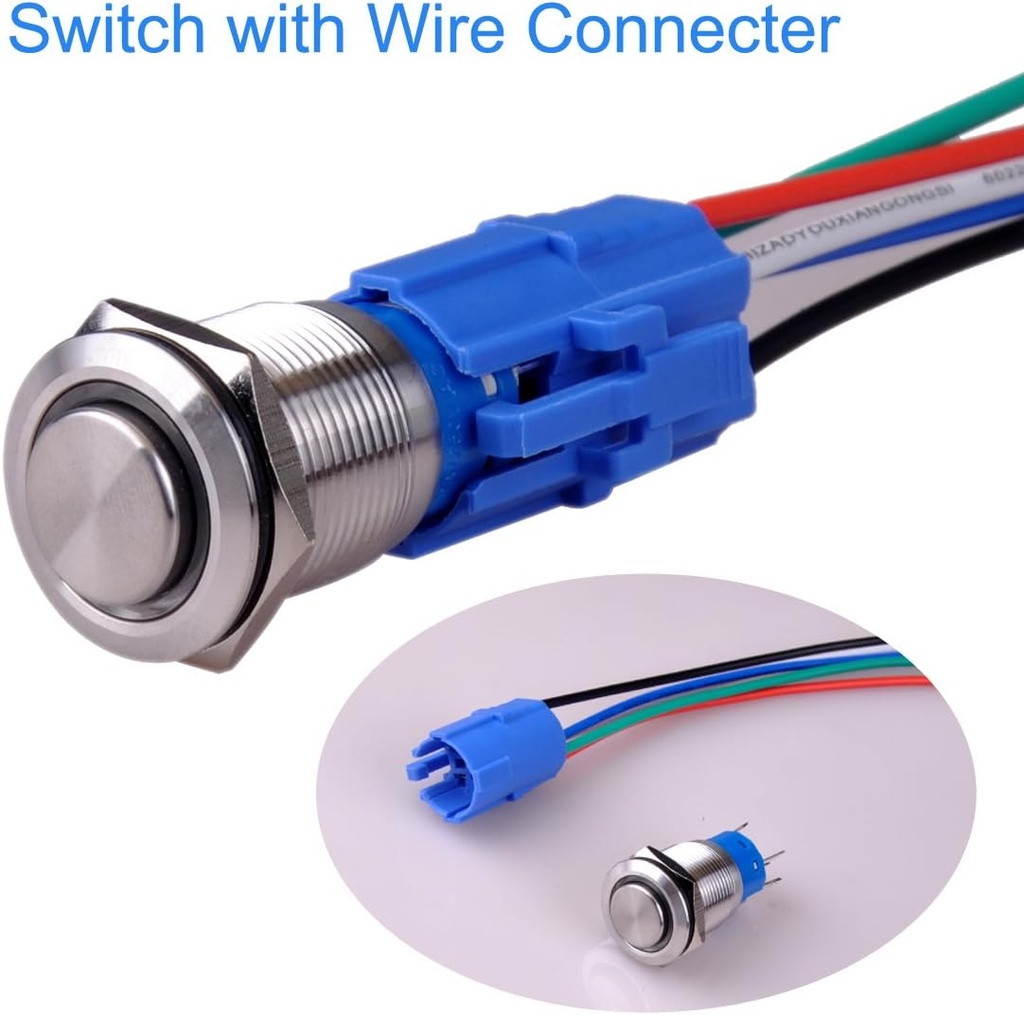 Stainless Steel 19mm Push button switch blue led