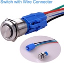 Stainless Steel 19mm Push button switch blue led