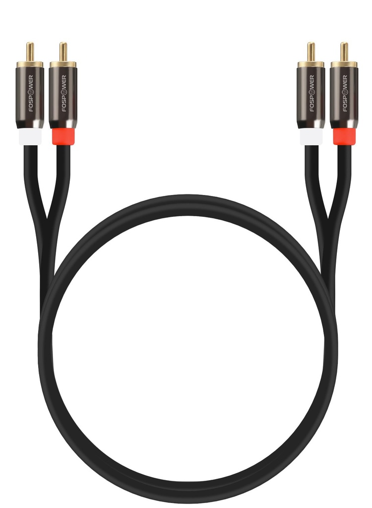 2 RCA Male to Male Stereo Audio Cable [24K Gold Plated | Copper Core] FosPower  