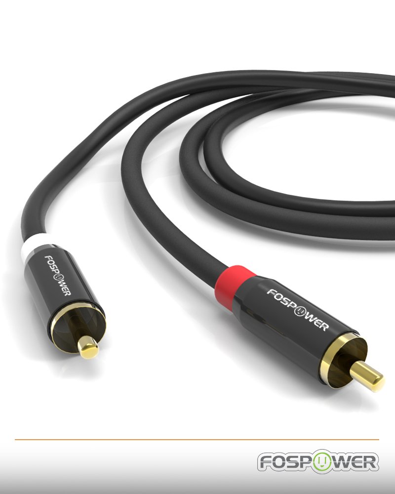 2 RCA Male to Male Stereo Audio Cable [24K Gold Plated | Copper Core] FosPower  