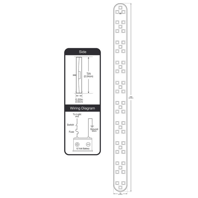 7" LED Contour Flex Light with Self Adhesive Backing, White and Blue