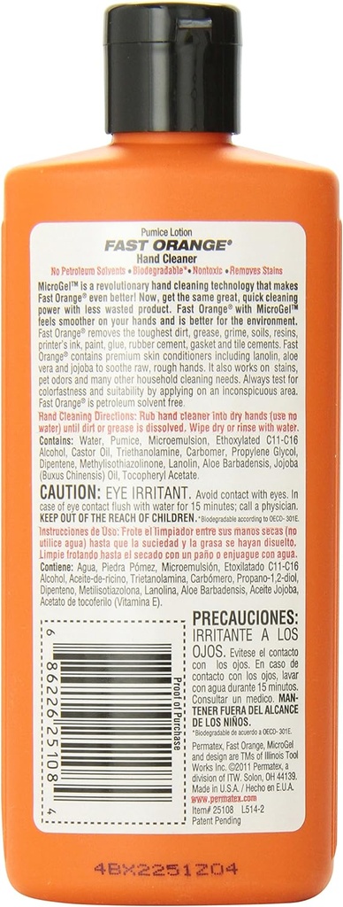 Fast Orange Pumice Lotion Hand Cleaner, 15 oz.