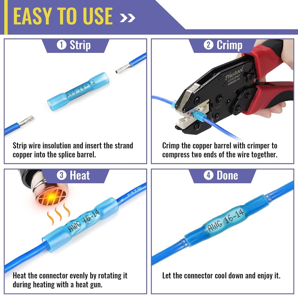 Heat Shrink Butt Connectors AWG16-14 (Marine Grade)