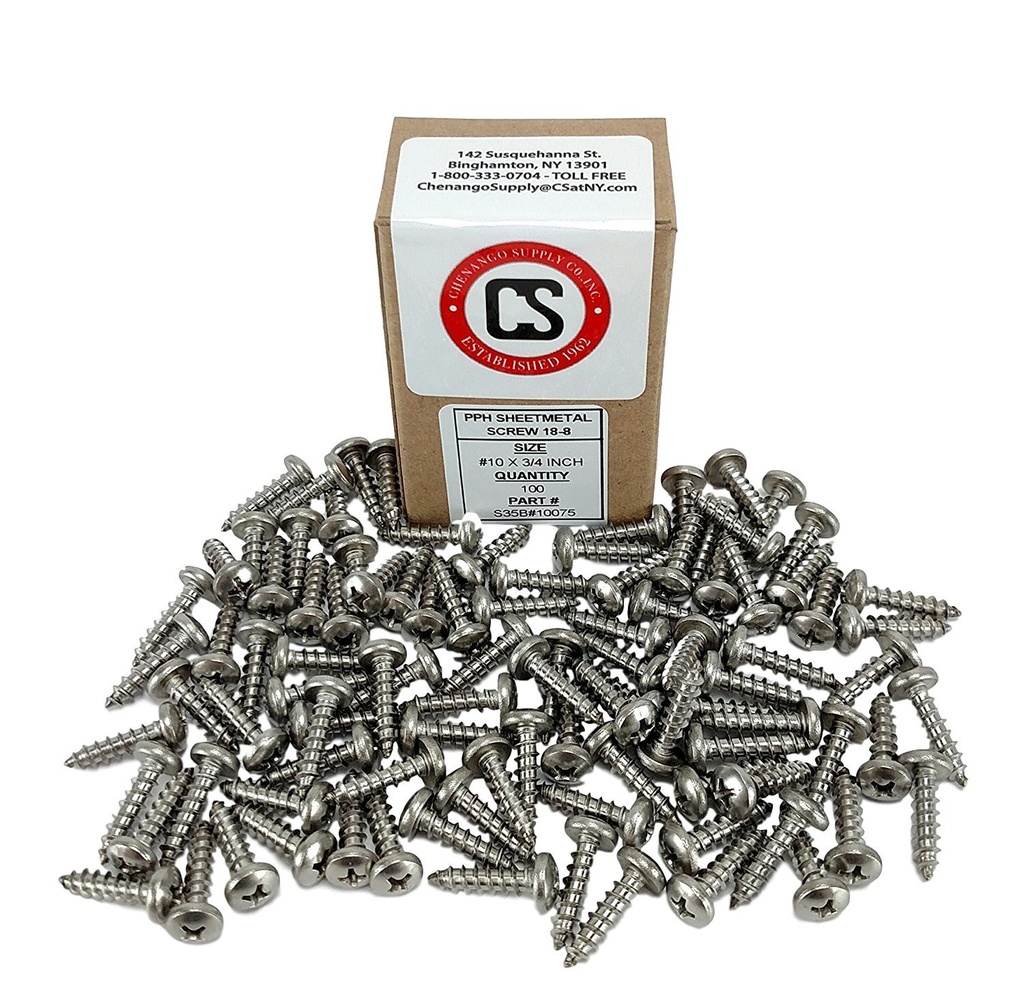 Screw SS Phil pan #10 x 3/4"