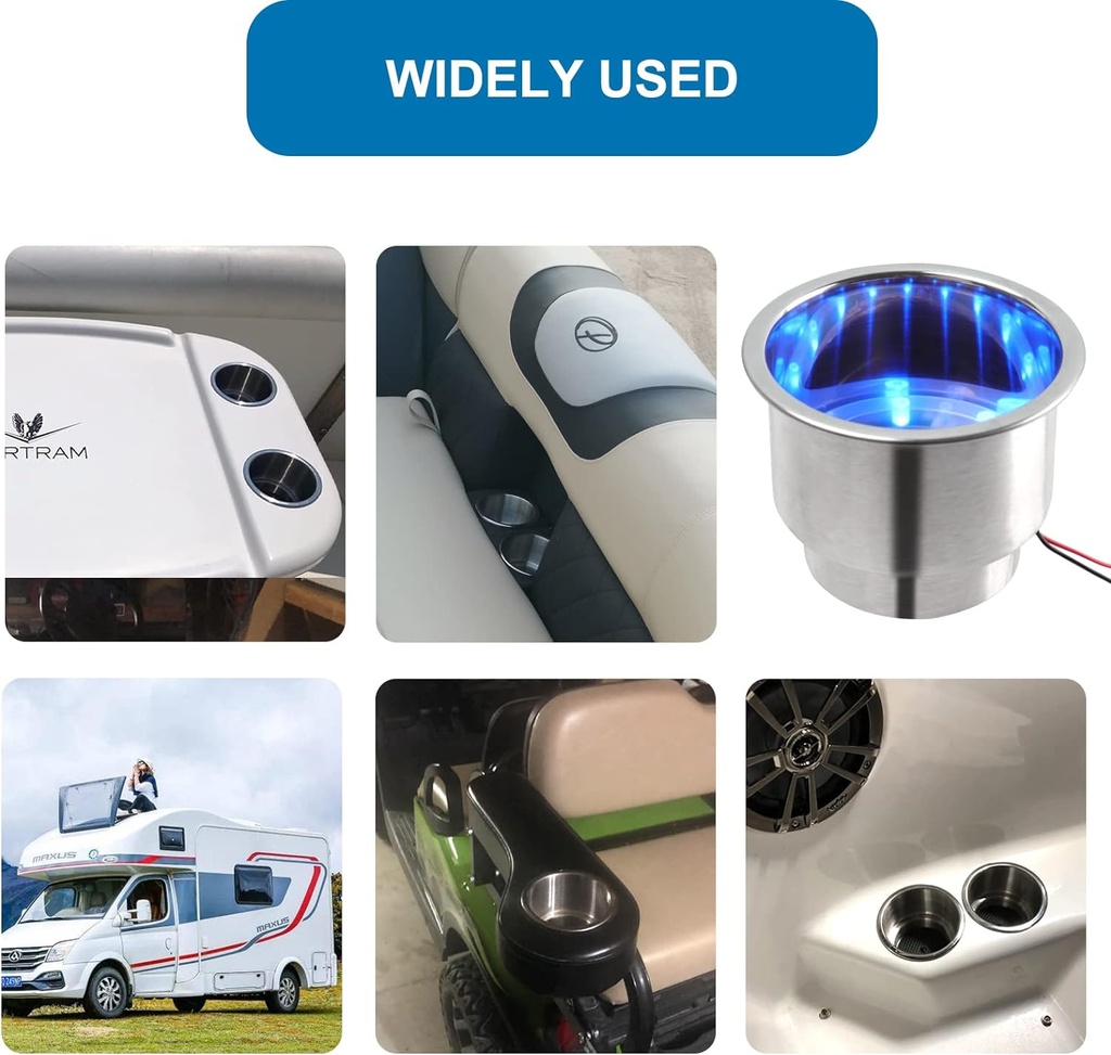 DRINK HLDR SS LED BLUE cupholder