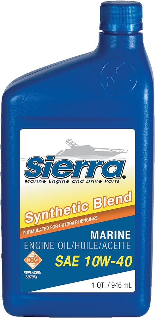 SIERRA Marine Synthetic Blend Oil 10W-40 FCW, Quart