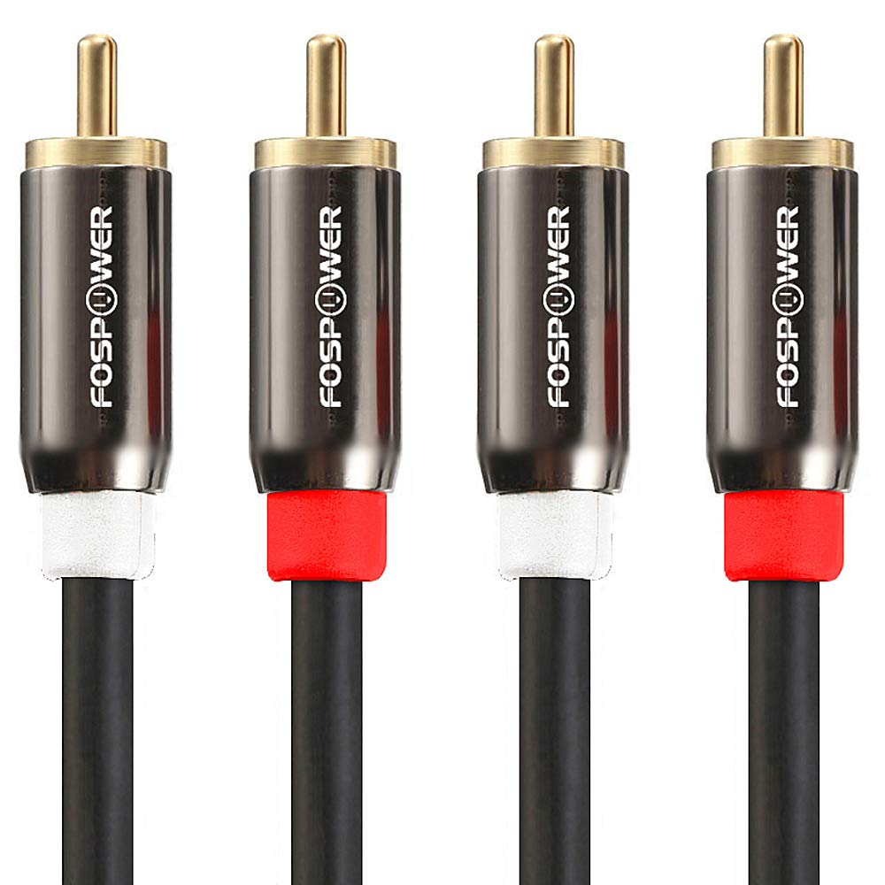 FosPower 2 RCA M/M Stereo Audio Cable [24K Gold Plated | Copper Core] 