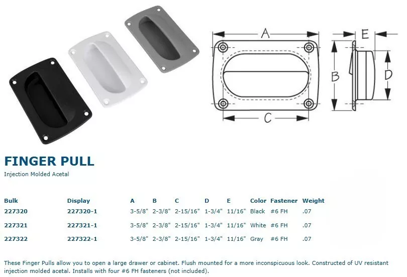 Nauti Parts Lid Lift Whote 3-5/8 1-3/4  NAU02115