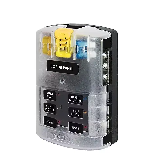 Blue Sea Systems 5025 ST Blade Common Source ATO/ATC Fuse Block w/Negative Bus - 6 Circuits with Cover