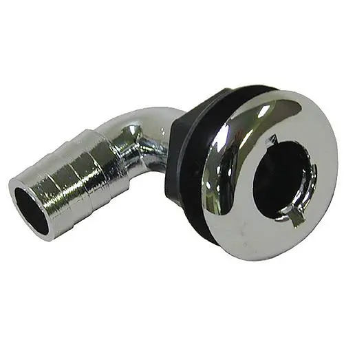 T-H Marine Brite Plate Chrome Plated 90 Degree Thru Hull For Hose