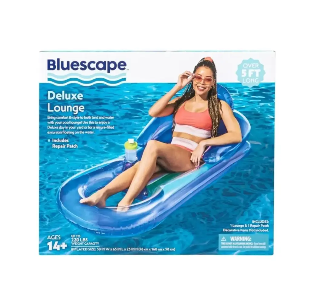 Bluescape Deluxe Lounger Inflatable Pool Float, Blue