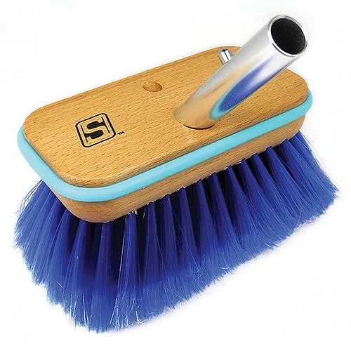 Deck Brush with Bumper - Wood 6", Extra Soft (Blue Poly)