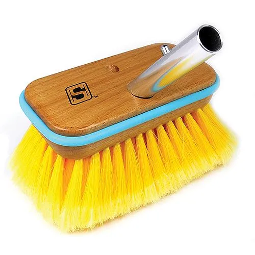 Deck Brush with Bumper - Wood 6", Soft (Yellow Poly)
