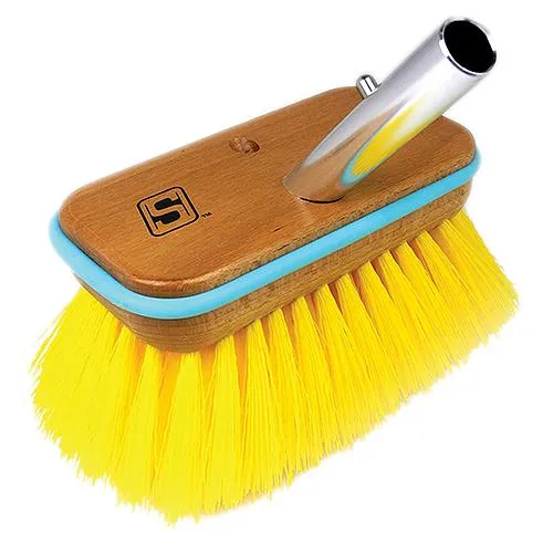 Deck Brush with Bumper - Wood 6", Medium (Yellow Poly)
