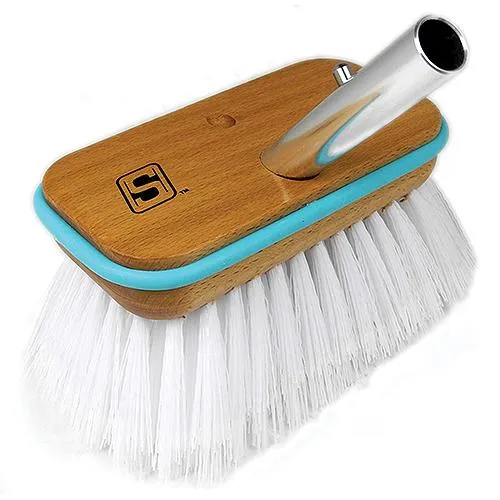 [90556] Deck Brush with Bumper - Wood 6", Stiff (White Poly)
