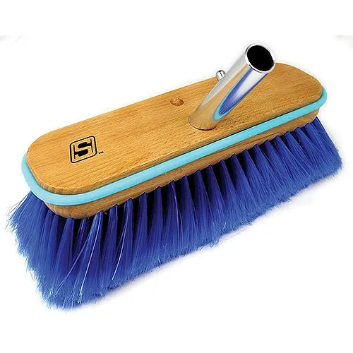 Deck Brush with Bumper - Wood 10", Extra Soft (Blue Poly)